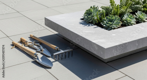 Gardening Tools And Succulent Planter For Modern Outdoor Space