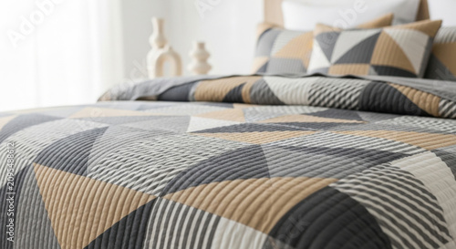 Geometric Patterned Bedding Cozy Bedroom Comfort Interior Design