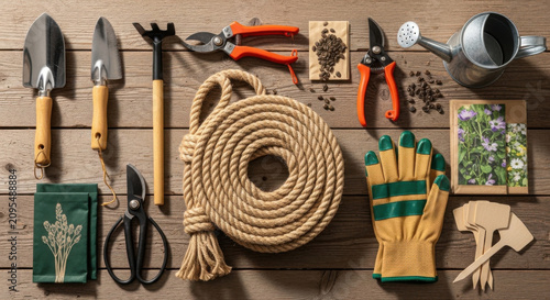 Gardening Tools And Supplies Flat Lay Organized For Planting