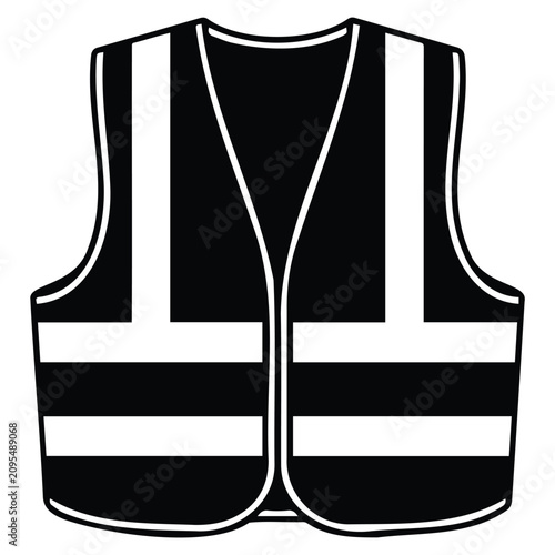 Foto Reflective safety waistcoat icon with white stripes for construction and engineering staff