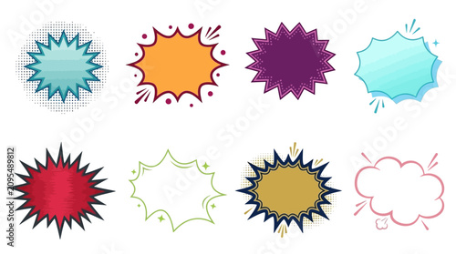 Photos Vector illustration recreate image of various colorful splatter designs on white