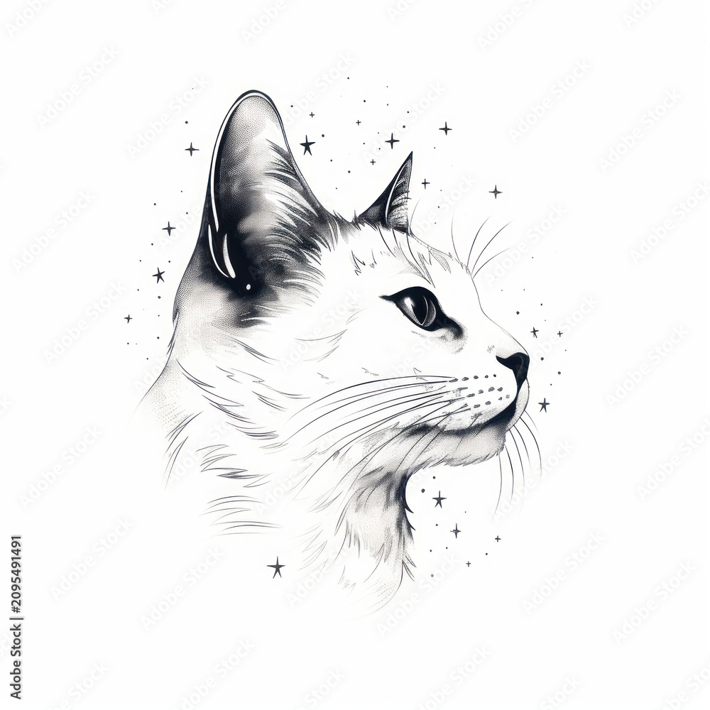 Fototapeta premium Cat celestial drawing animal mammal.