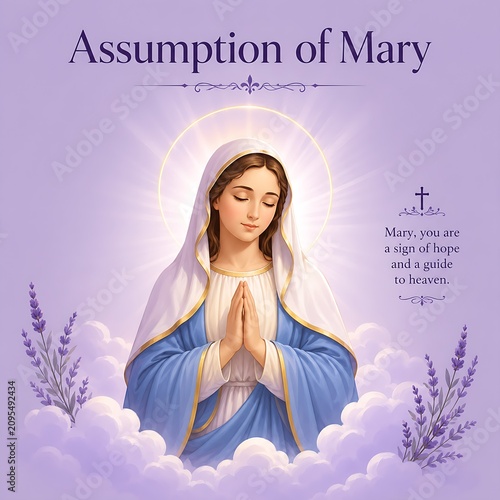 Assumption of mary with prayerful pose