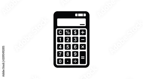 Quadro su tela calculator silhouette on white background math finance accounting numbers button