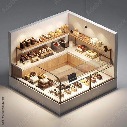 Bakery display case with assorted pastries.