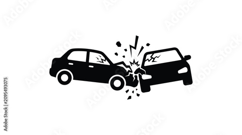 Photos two cars colliding in silhouette collision accident impact crash vehicle transpo