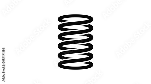 coiled spring silhouette on white background coil helix spiral wire mechanical part