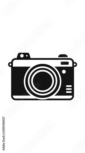 Vintage Camera Silhouette Icon - Retro Photography Symbol