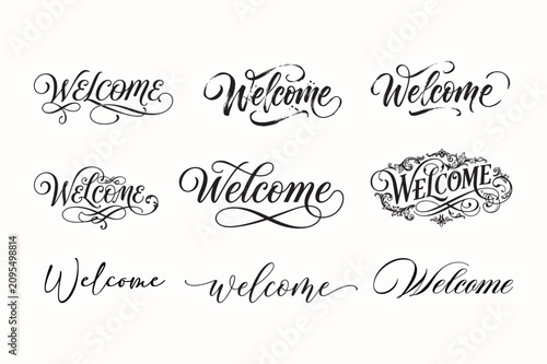 set of calligraphic designs, bundle  of text 