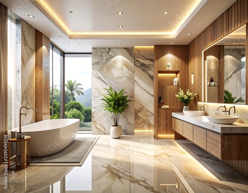 Luxurious modern bathroom interior design.