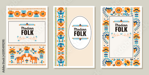 Tableau sur toile Modern folk card templates