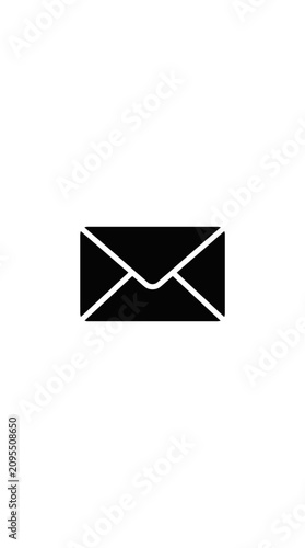 Black Envelope Icon on White Background