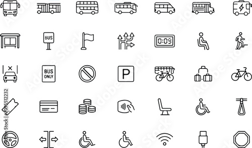 Konstfotografi Comprehensive satellite icons collection bus transportation accessibility and pa
