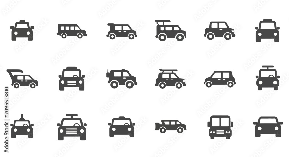 Obraz premium Vehicles Displayed in Various Angles and Positions on a Clean Surface