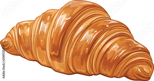 Canvastavla Fresh golden croissant vector illustration isolated on white background single f