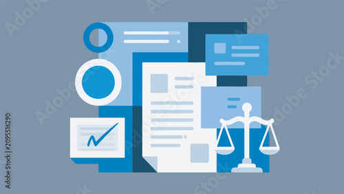 Canvastavla Illustration Of A Digital Legal Ecosystem With Electronic Documents And Symbols
