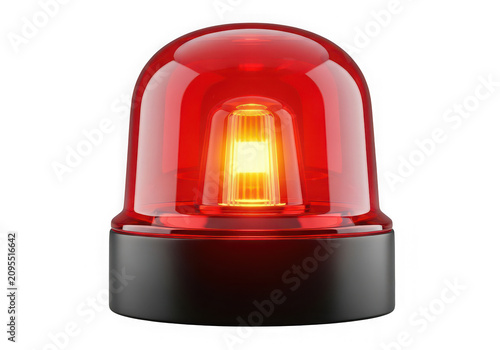 Red flashing emergency siren light isolated on transparent background file