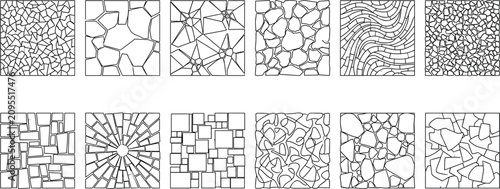 Foto Abstract geometric tiling line patterns showing diverse polygonal and organic mo