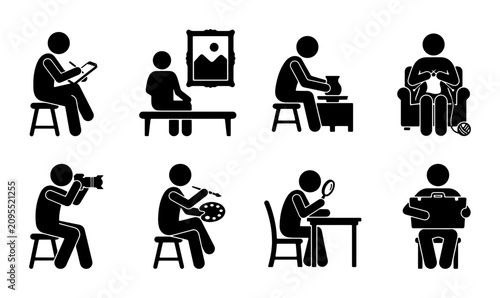 Canvastavla Creative Hobbies Stick Figures: 8 Icons for Art, Craft, Photography, Pottery, Pa