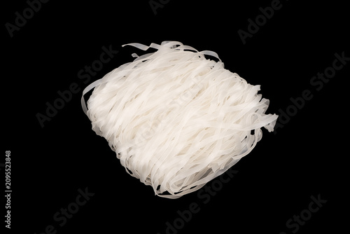 Green bean noodles isolated on black background. Glass noodles isolated