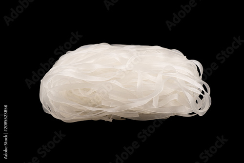 Green bean noodles isolated on black background. Glass noodles isolated