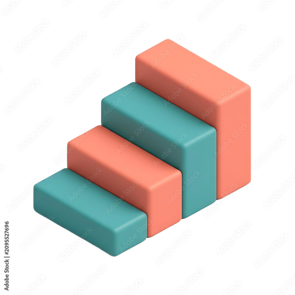 Fototapeta premium Abstract Three Dimensional Isometric Staircase Representation for Strategic Growth and Progress Visualization