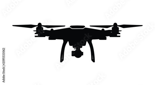 Cuadro en lienzo A black drone with four rotors is depicted as a flat silhouette