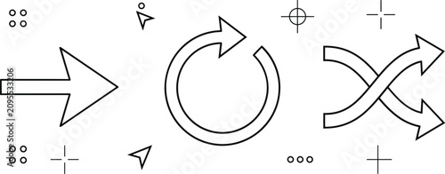 Obraz na plátně Interface navigation arrows line art vector set featuring straight right arrow c