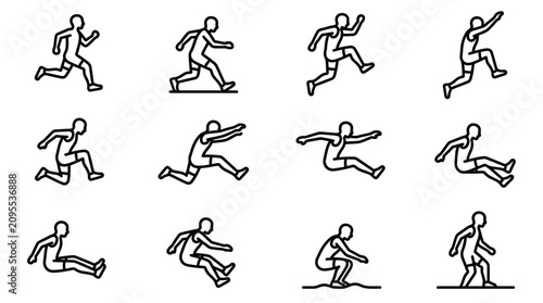 Foto Multiple stick figures running fast.