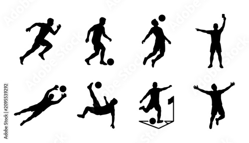Foto Soccer Player Silhouettes Collection, Dynamic Football Action Poses, Goalkeeper