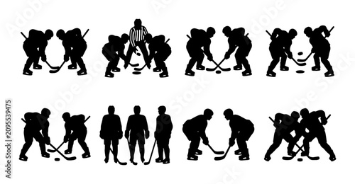 Photography Ice Hockey Silhouettes Collection: Action Poses, Players, Referee, and Goalie Ve