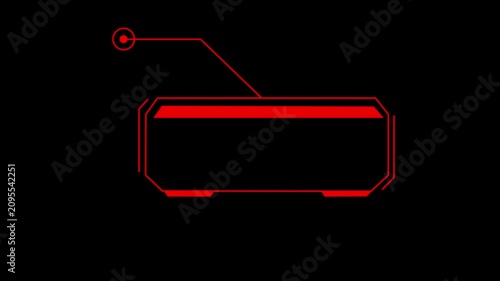 Red hud digital interface with target marker and data box for sci-fi ui heads-up display user interface