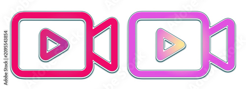 Cuadro en lienzo Play pause and record media control icons isolated on transparent background