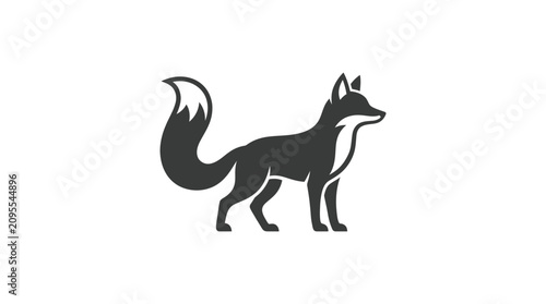 Obraz na plátně Black silhouette of a standing fox.