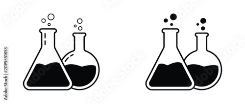 Tableau sur toile conical flask or Erlenmeyer flask vector set