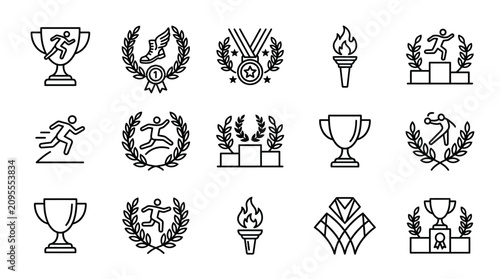 Fotografie Trophy and medal icons for achievement.