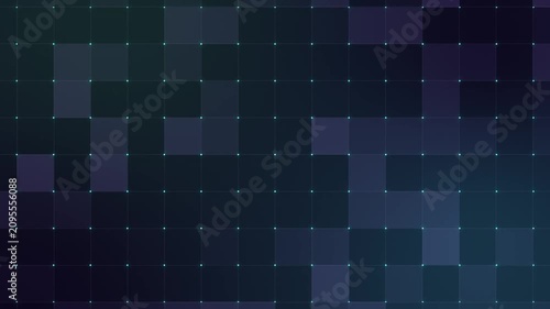 Digital grid background. Abstract blue motion graphic with square pixels.