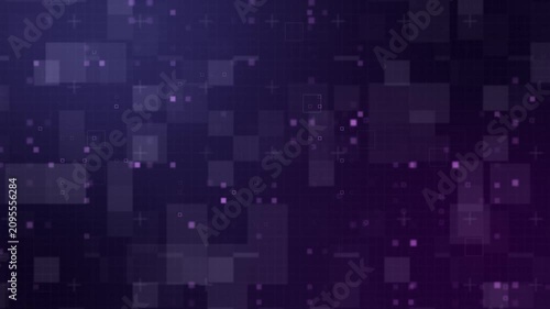 Digital technology background. Abstract purple squares motion graphics.