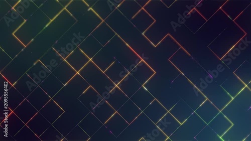 Digital grid background. Glowing neon lines forming abstract tech pattern.