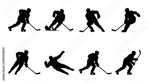 Photography Ice Hockey Player Silhouettes, Action Poses, Sports Graphics, Dynamic Movement,