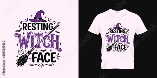 Cuadro en lienzo Halloween t shirt design resting witch face graphic for witches and halloween en