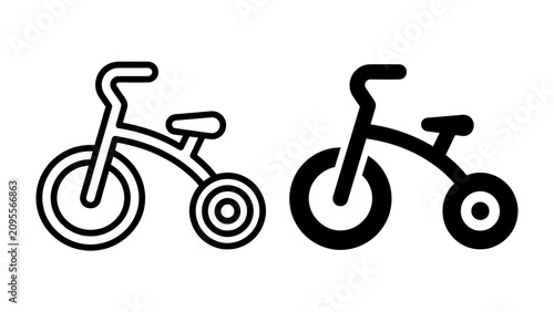 Tricycle Icons: A duo of tricycle icons, one outlined and one solid, represent classic children's transportation and playtime.
