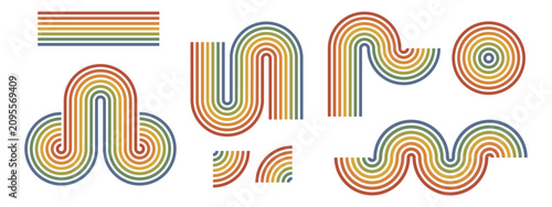 фотографія Retro groovy stripe element set