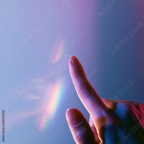 Minimal Futuristic Finger Touching Invisible Glass Interface