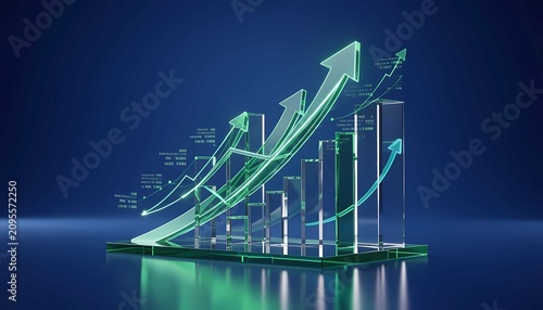 Investment business growth with financial profit creates successful market economy visualization