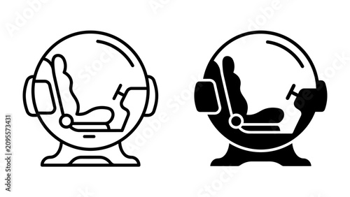 Futuristic Pod Interior: A stylized illustration depicting the interior of a futuristic pod or vehicle, featuring a comfortable seat and control interface.