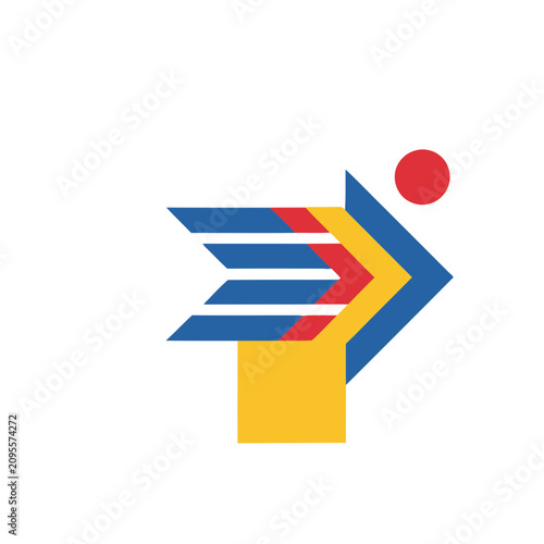Abstract geometric logo with arrows and circle
