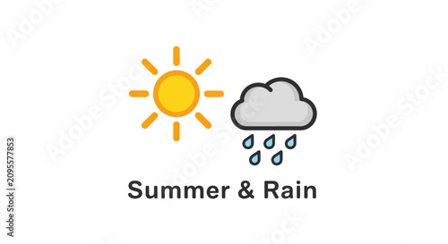 Foto Weather icons sun and rain cloud.