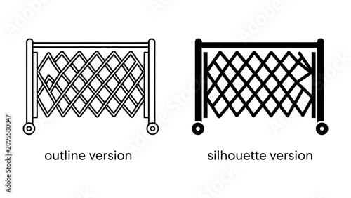 Foto Retractable Barrier Icons: Two icons, one an outline and the other a silhouette, depict a retractable barrier, suitable for event management and crowd control