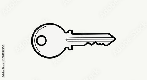 Key isolated on a neutral background represents the concept of access and security.